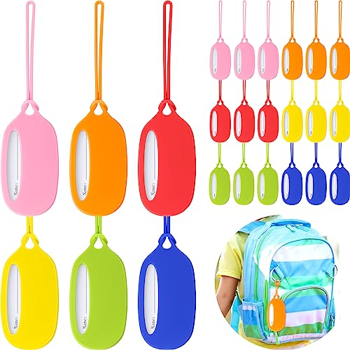 Sanwuta 24 etiquetas de bagagem, etiquetas de silicone para mochilas, etiqueta de mochila de silicone com identificador de nome, cartão de endereço, identificadores de mala, nome para bagagem