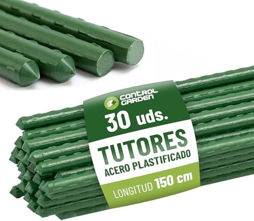 CONTROL GARDEN Pack 30 Plasticized Steel Plant Support 150 cm Ø 9...