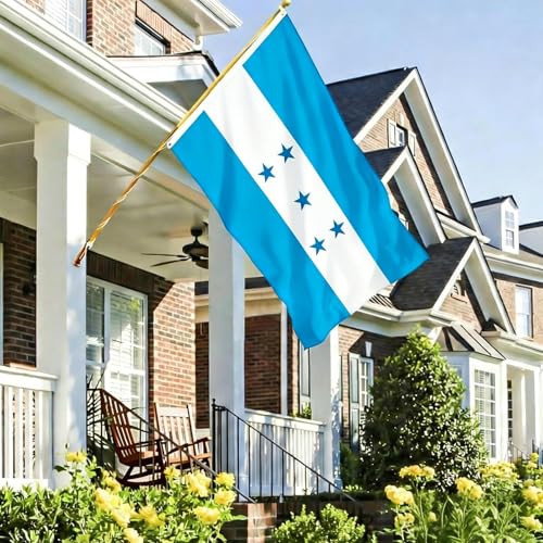 Image of AhfuLife Honduras Flag 3x5 Ft, 1 Pc Large Honduras Flags for Outside - Double Side with Brass Eyelets for Olympic Party Decorations Bar Garden Street Decoration Indoor Outdoor