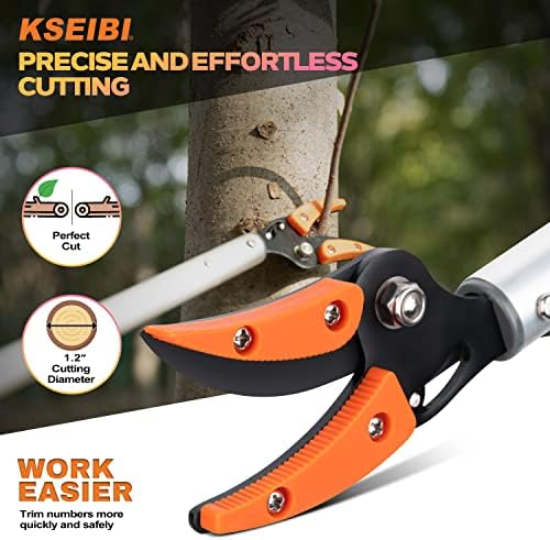 KSEIBI 143020 Long Reach Cut and Hold Bypass Pruner Max Cutting 1/2 inch (7.0 ft - 2.0m)