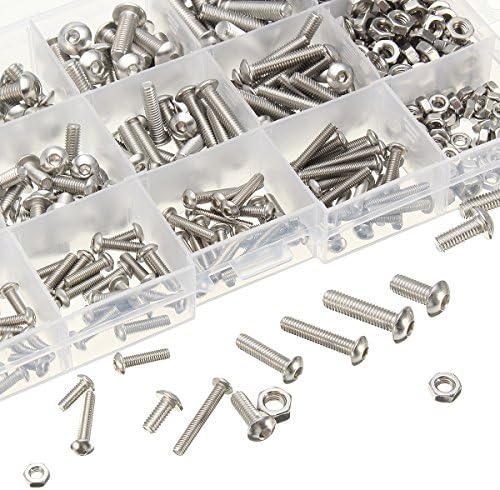 Baban 440pcs Bolts and Nuts Set M3 M4 M5 Stainless Steel Hex Socket Button Nuts and Bolts Set