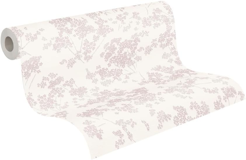 A.S. Création Floral Wallpaper White Pink - Wall Wallpaper 395481 - High-Quality Non-Woven Wallpaper for Various Living Rooms - 10.05 m x 0.53 m - Made in Germany
