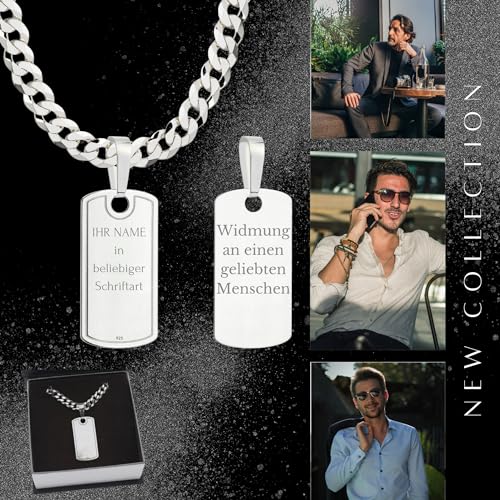 AMAR OPRAVA Ketten für Männer - Silber 925, Personalisierte Geschenke - Erkennungsmarke mit Gravur, Militär Silberkette Herren 60 cm Massiv 5 mm, Personalisierte Kette, Herren Schmuck