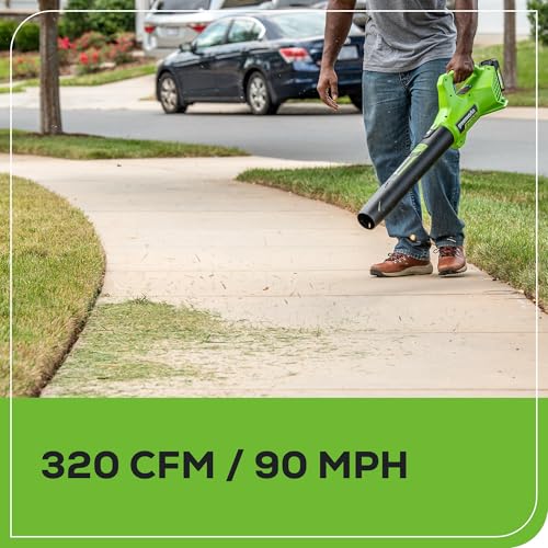 Image of Greenworks 48V (24V x 2) 17 inch Brushless Mower+12 inch String Trimmer +320CFM Blower,(2) 4.0Ah Batteries and 2A Dual Port Charger