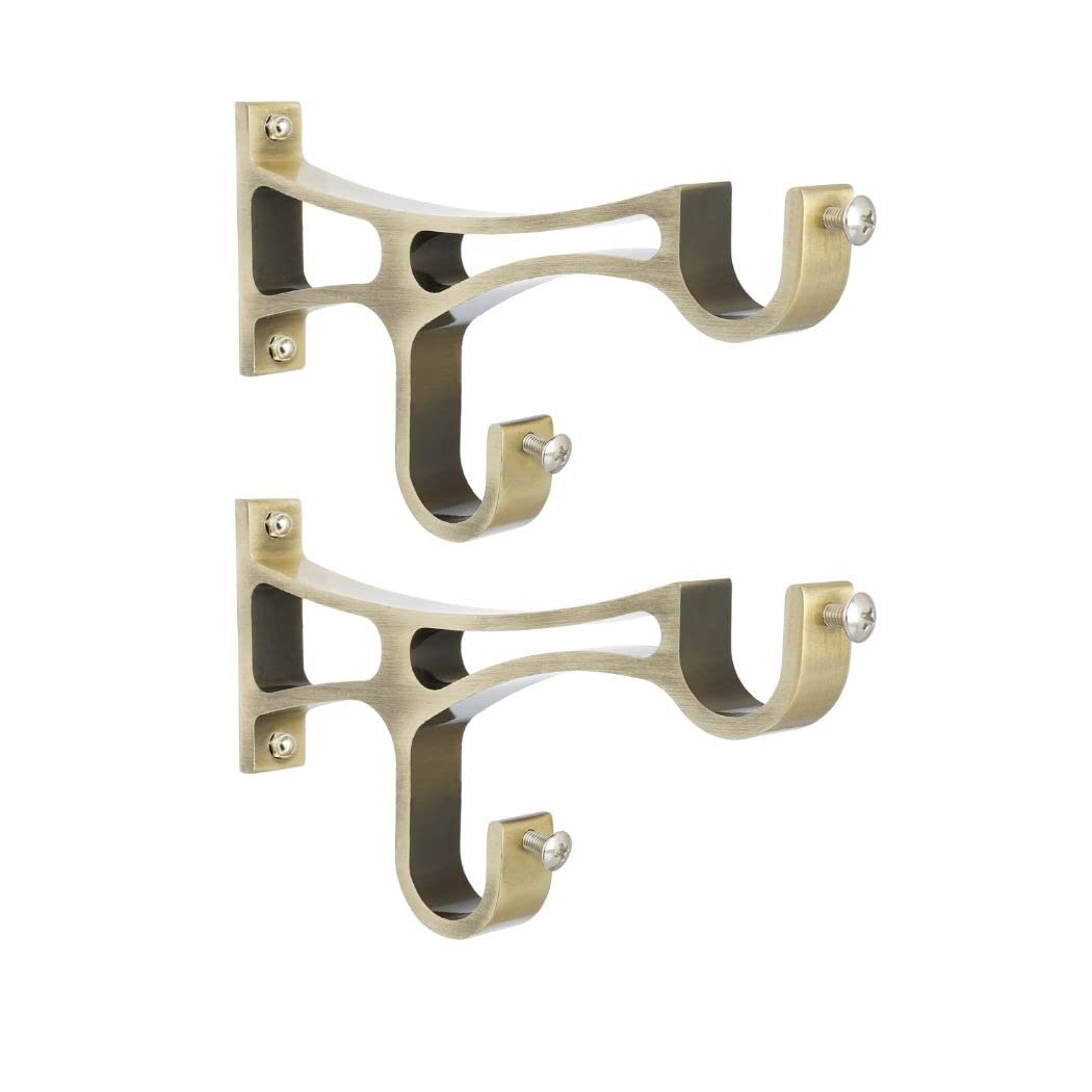 INKART� Stylish Antique Finish Double Curtain Support for Bracket Parda Holder Window Rod Support Fittings (Pack of 2, Gold) (B0C1P63KCT) Amazon Price History, Amazon Price Tracker