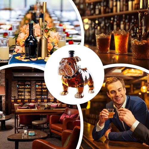Bouteille de whisky bouledogue français : carafe à alcool décorative originale pour bar maison