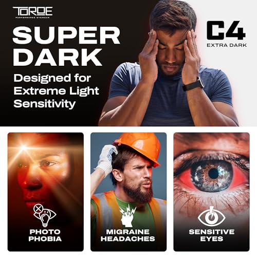 TOROE Super Dark Black Out Polarized Sunglasses Extreme Light Sensitivity Advanced UV Protection C4 Impact Resistant3