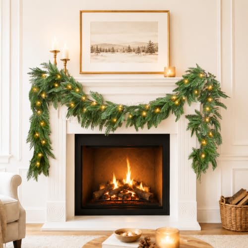 5.9FT Realistic Cedar Garland with Lights, Artificial Pine Garland - image 9