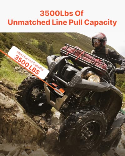 VEVOR Electric Winch, 3500 lb Line Pull Capacity, 12V DC ATV Winch with Φ3/16 in x 39 ft 12 Strands Synthetic Rope & Aluminum Fairlead Wired Remote Control, IP55 Waterproof for Towing ATV Boat
