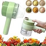 Upgraded 4 in 1 Handheld Electric Vegetable Cutter Set, Portable Wireless Food Chopper, Garlic Chili...