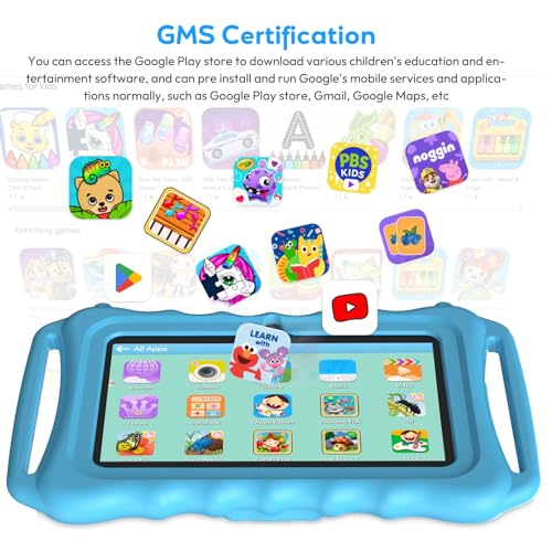 Xgody T702PRO Kids Tablet 7 inch HD Display - iWawa APP Pre-Installed with Parental Control, Android 12 3GB+32GB Tablet for Kids, Quad Core, Dual Camera, WiFi, Toddler Tablet with Kid-Proof Case(Blue)