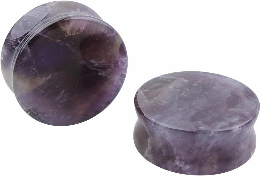 2 Pcs Amethyst Organic Stone Ear Gauges Earrings Plugs Jewelry 5mm(4g)