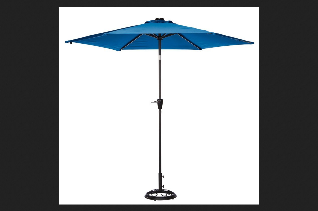 LIVING ACCENTS 9 ft. Tiltable Royal Blue Market Patio Umbrella Patio, Lawn & Garden