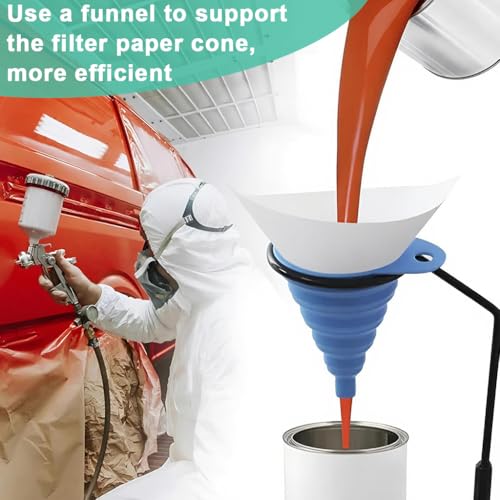 Image of Serplex 100Pcs Paint Paper Funnel Filters, 100 Mesh Singhle Use Paint Strainers, Fine Cone-Shaped Paper Filters for Automotive Spray Gun, Car Paint, and Varnish Filtration