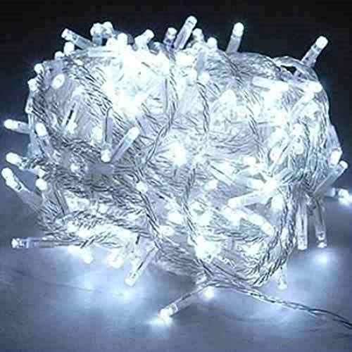 Pisca 100 Led 8 Funcoes 110v Branco Frio C Fio Transparente