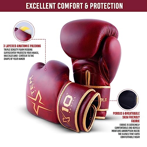 XTEN Boxing Gloves Perfect for Sparring to boost boxing training on Boxing bag Pro gym gloves Cow Hide Leather ventilated boxing gloves women men pair to punch on punch bag (8 OZ - Image 3