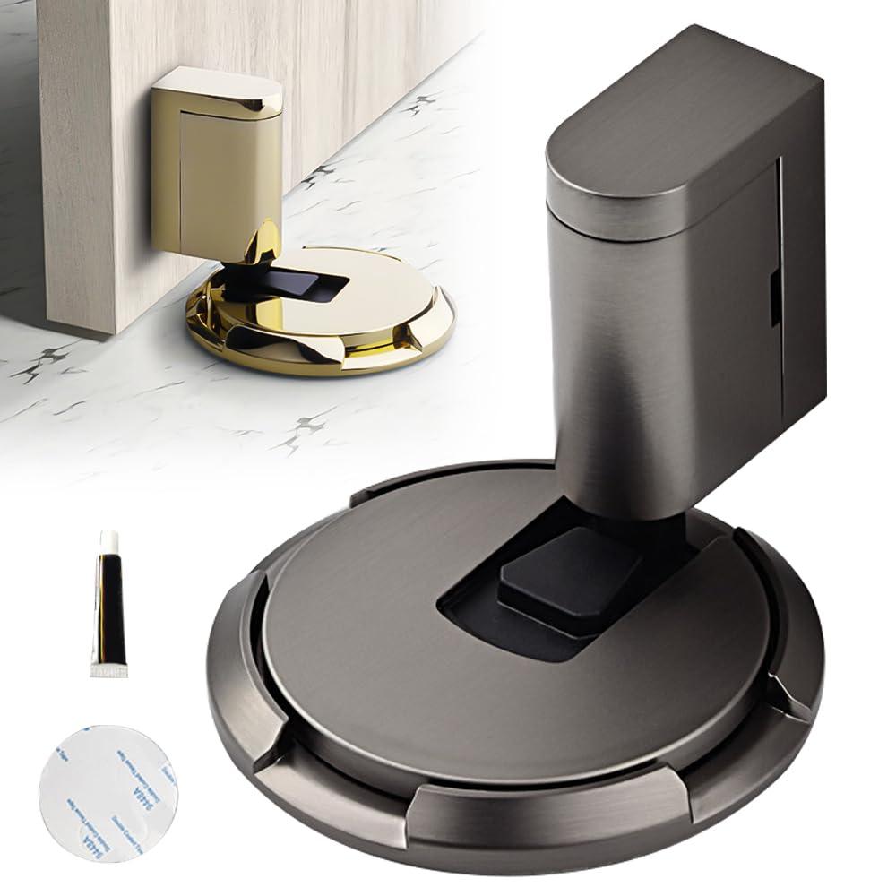 Magnetic Door Stop Door Stoppers, 2025 New Heavy Door Catch Door Wedge Door Stops, Adjustable No Drilling Mechanical Floor Doorstop Magnetic Door Catch with Adhesiv (02#)
