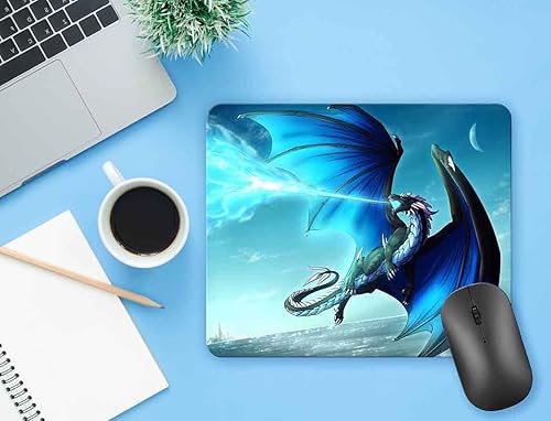 Miniatura 3 de Alfombrilla de mouse rectangular de dragón azul de fuego frío, alfombrilla de mouse rectangular de goma antideslizante, alfombrilla de mouse de