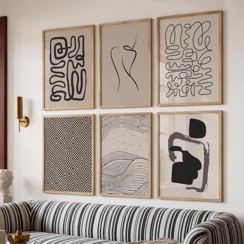 Image of kotart Boho Theme Digital Painting for Wall Decoration - Minimal Wall Art Prints for Living Room Bedroom Office Room Decor (13X17 INCH, I) Pack of 6