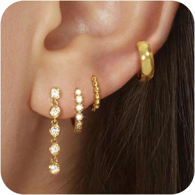 CHESKY Dangle Earrings for Women Trendy, Dainty 14K Gold Plated Chain Earrings for Womens Simple Threader Earrings Non Tarnish Hypoallergenic Long Drop Earrings Jewelry Set for Women Gifts