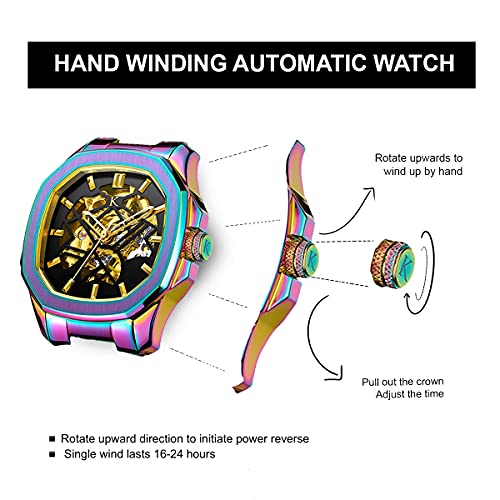 Kredo Men OTUS² Neo Chrome Automatic Skeleton Analogue Self-Winding Watch 43MM - KW097 - Image 3