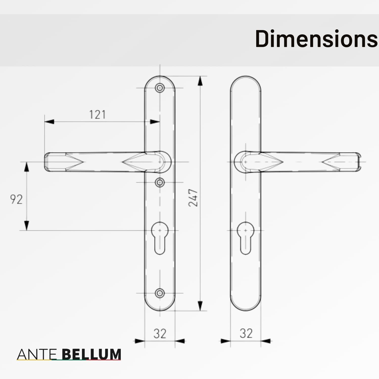Ante bellum Set de Poignées de Porte Extérieur - Poignée en Aluminium pour Portes d'Entrée Principales et Secondaires, incl. Carré et Vis de Fixation, Optique Moderne, Montage Facile(Blanc Trafic)
