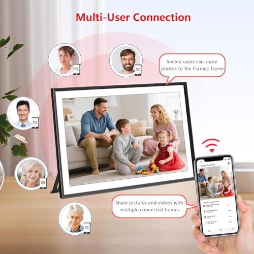 Image of 15.6 Inch Large Digital Photo Frame, Digital Picture Frame WiFi, IPS HD Touch Screen 32GB Storage Photo Frame with Auto-Rotate Instant Share Photo /Video Sharing via Frameo App, Gift for Mom