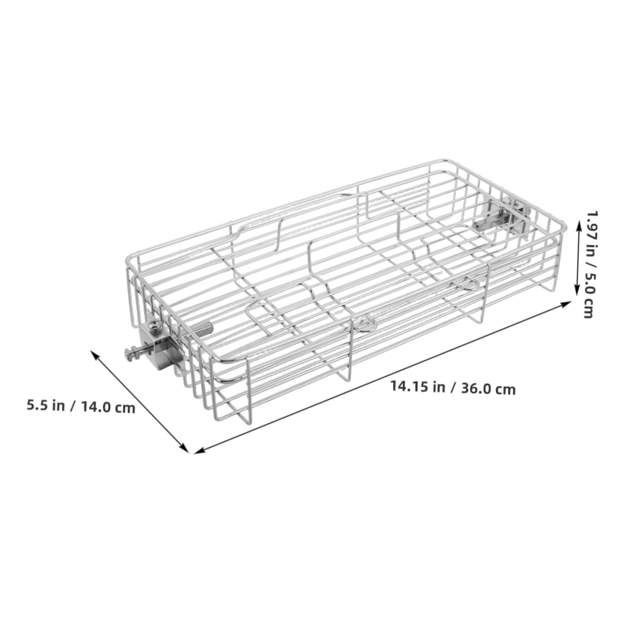 Holibanna Adjustable Rotating Grill Basket for Outdoor Bbq Stainless Steel Fish Grilling Cage with Rotation for Chicken Wings Vegetables Meat Seafood Cooking
