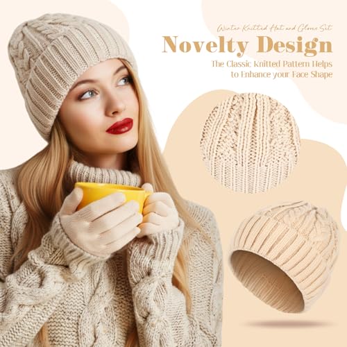Gorro y guantes de punto contra el frío intenso para hombre y mujer 2