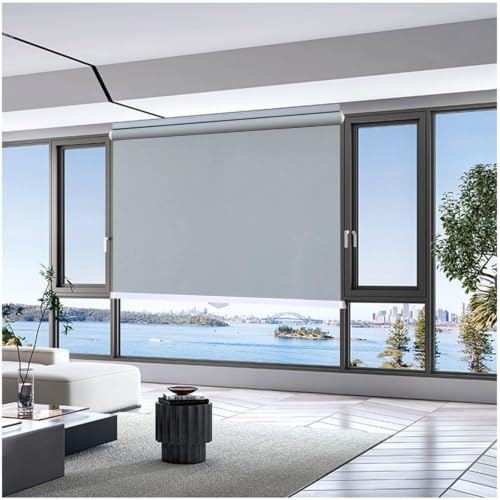 Estores Enrollables Blackout Sin Taladrar, Persianas Enrollables Parasol, Estores Enrollables Térmicos para Ventanas, Cortinas Opacas, Persianas Temporales Privacidad,grey-140x200cm/55 * 79in