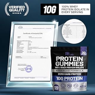 KR Labs Zero Carb 100% Pure Whey Isolate Protein Gummies | 300g Total Protein per Bag | 10g per Serving Plant Based with Vitamins for Men & Women | Gluten Free Non-GMO (Mixed Berry) | 120 Count