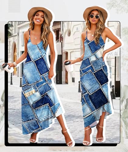 Image of Wolddress Womens Maxi Dress with Pockets 2026 Casual Strap Plus Size Loose Plain Long Office Summer Beach Travel Dresses S-5X