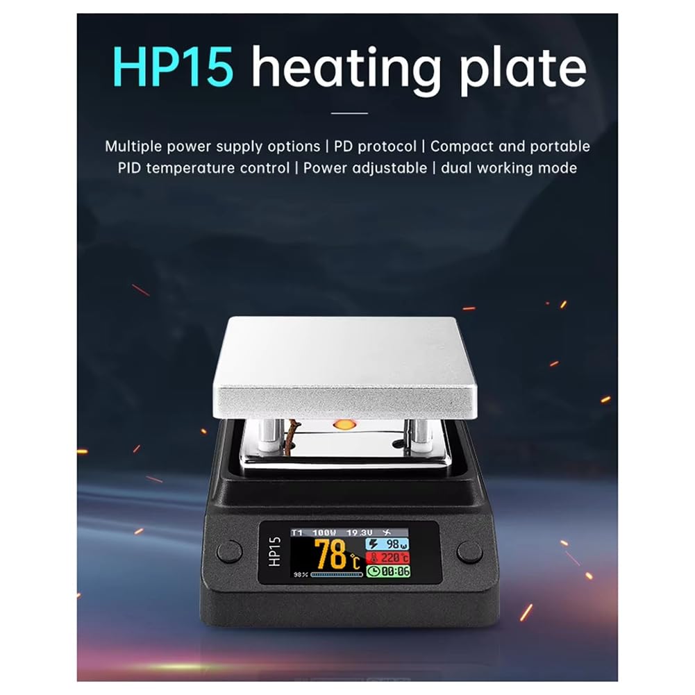 Precalentador de Placa Calefactora HP15 MINI, Placa Calefactora PD Digital de Temperatura Constante de 350 °C, Herramienta de Calefacción Inteligente para Reparación.