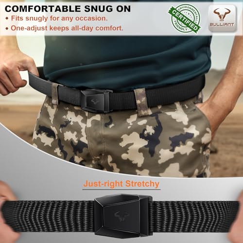 Image of BULLIANT Men Tractical Belt,Stretch Western Rigger Web Belt For Cowboy Military Heavy Duty Hiking Hunting 1.5 inch-Cut For Fit