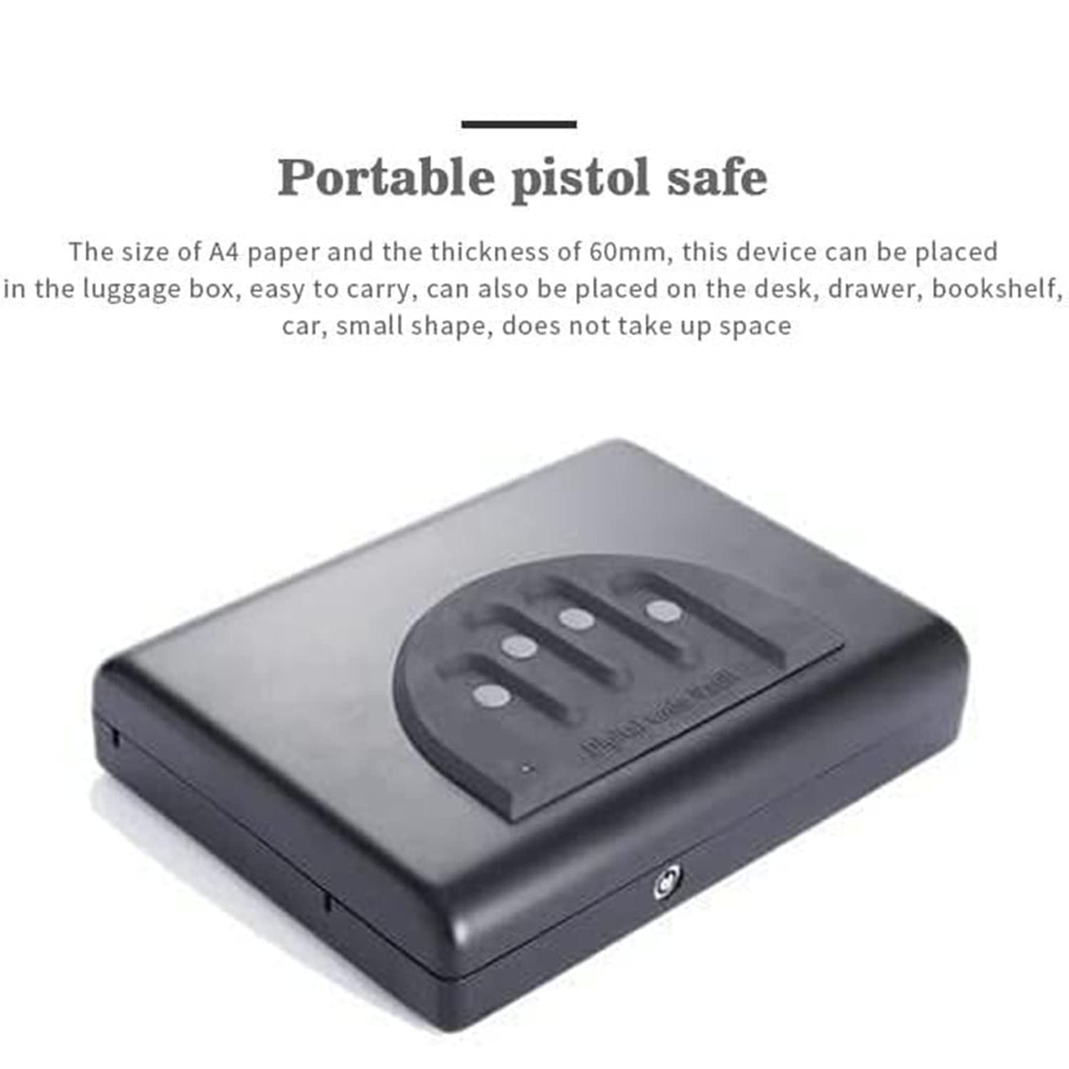 Caja de seguridad portátil, Caja fuerte con cerradura de combinación, con cable de seguridad, de acero, Estuche de almacenamiento seguro para pistola, Objetos de valor, Dinero - con dos llaves…