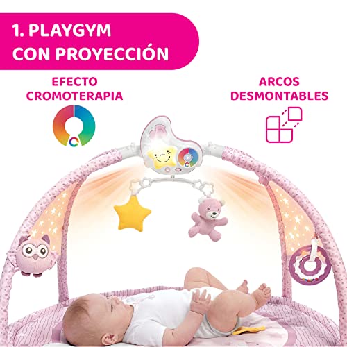 Chicco Enjoy Colours 3in1 Speelmat voor Baby´s in Roze, Multifunctionele Elektronische Speeldeken met Speelboog, Sterprojector, Afneembaar Nachtlichtje Baby met Ontspannende Muziek, Baby Speelgoed 0+ - Afbeelding 4