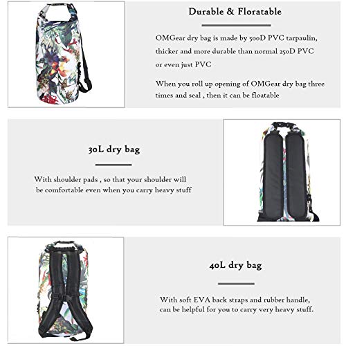 OMGear Waterproof Dry Bag Backpack Phone Pouch 40L/30L/20L/10L/5L Floating Dry Sack for Kayaking Boating Outdoors Activities - Image 5