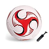 SPDTECH Soccer Ball Size 5 Red Tornado Style with Pump Needle Anti-Explosion Design Indoor Outdoor S