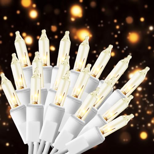 chatool Christmas Lights 100 Count Lights with White Wire 21ft UL Certified Tree String Lights for Indoor Outdoor Christmas Decoration Home Garden Party Decorations (Warm White)