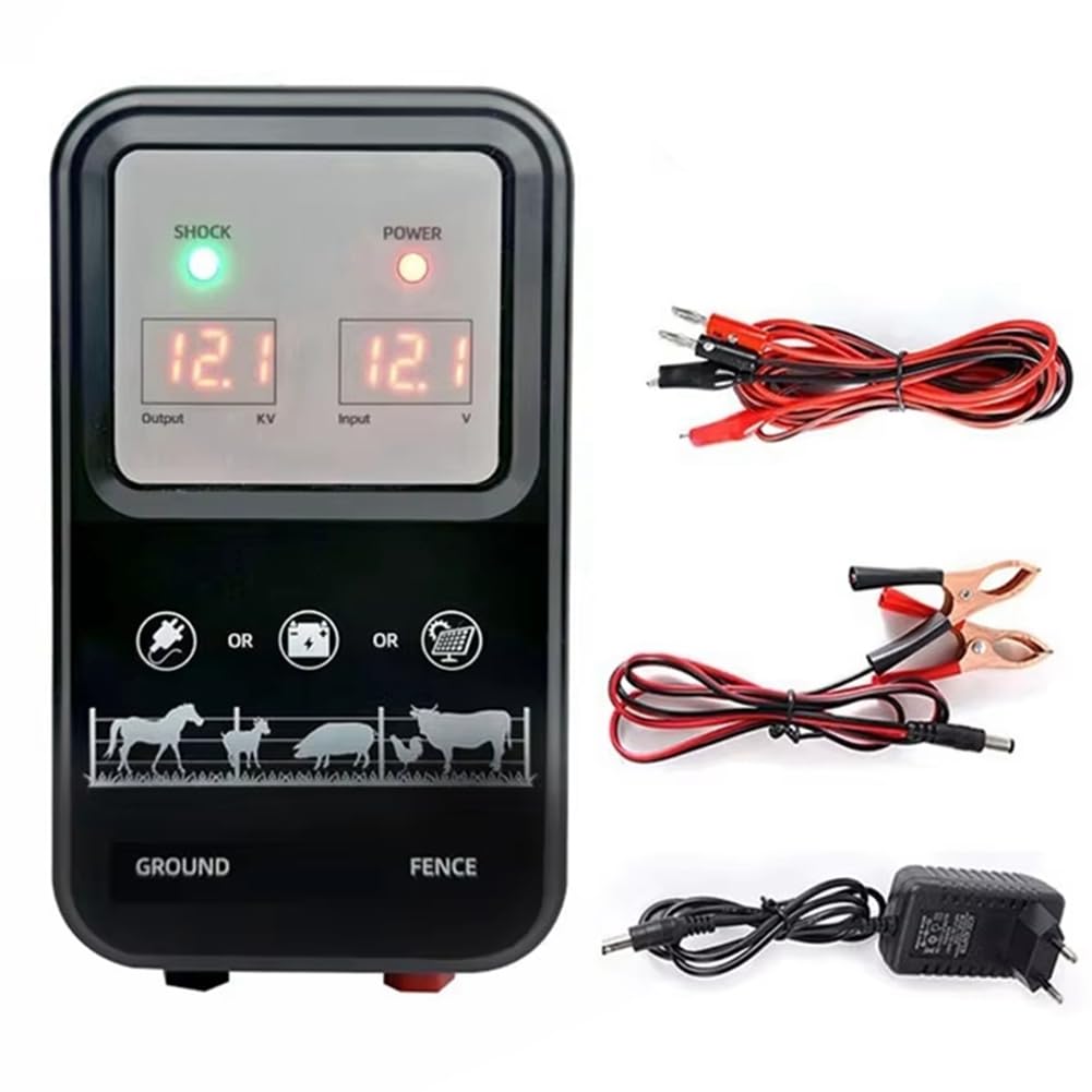 Cerca Eléctrica de Impulsos para Protección de Pastos, para Ganado, Ovejas, Caballos, Animales de Granja, Dispositivo Transformador de Impulsos, Kit de Pastor Eléctrico, Enchufe UE de 12 V.