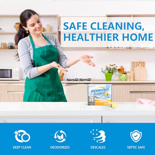 Image of 24-count Dishwasher Cleaner Tablets, Deep Cleaning and Descaling Formula, Removes Odors, Scale, and Hard Water Residue, Maintains Dishwashers, Septic Tank Safe (Lemon Scent)