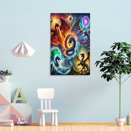 Dragon Murale Tableau Impression Sur Toile Décoration Maison 40x60cm