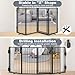 Metal Freestanding Dog Gates with Door for Outdoor Indoor,80'' Extra Wide 36'' Tall Free Standing Dog Gate for Doorways,Large Openings,Deck,Yard,Porch,Foldable Safety Pet Fence(Black,4 Panels)