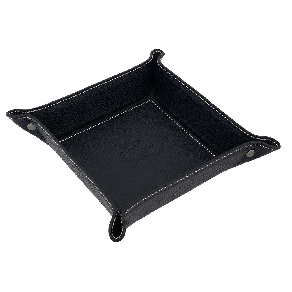 Fioretta Italian Leather Organizer Valet Tray - Dark Blue