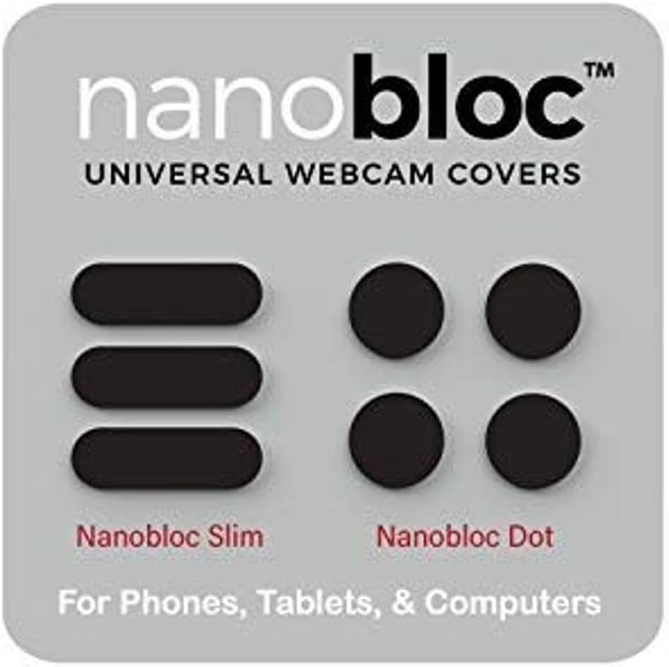 Nanobloc Universal Webcam Covers - Privacy Protection Accessory, No Residue Application, Safe Screen Closure - Dots and Bars, 7 Pieces