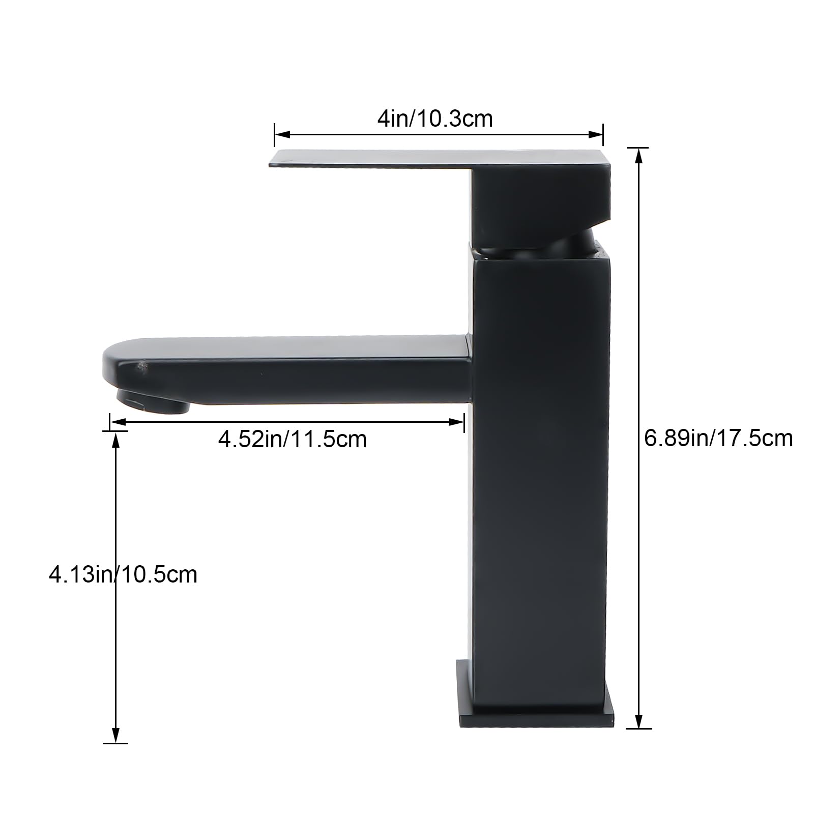 Grifo de Baño 180mm Negro Mate Acero Inoxidable Monomando Agua Fría y Caliente Con Mangueras Para Tocadores y Lavabos