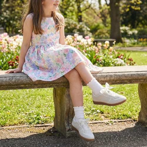 CUSHIONAIRE Belinda Lace Detail Casual Sneakers for Girls – Ribbon Lace-Up Girls Shoes with Soft Cushion Support - Image 4