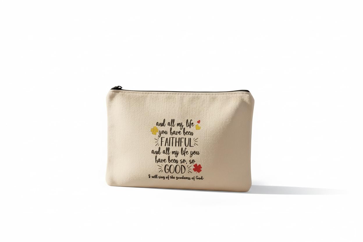 Cotton Canvas Zipper Pouches, Choose from 06 Bible Verses (and All My Life You Have Been Faithful)-image-10