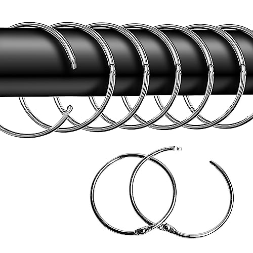 WADY 24 anelli per tende da 50 mm, anelli tondi per tende e aste per tende, colore nero