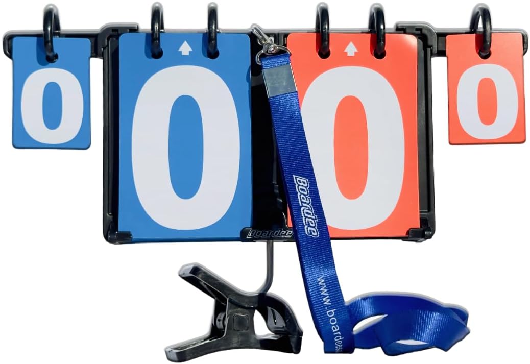BOARDEEPortable Scoreboard - Attachable/Hangable/Table Top Cornhole Score Keeper Scoreboard for Volleyball/Beach Volleyball/Cornhole/Tennis/Ping Pong/Table Tennis/Billiards Flipboard
